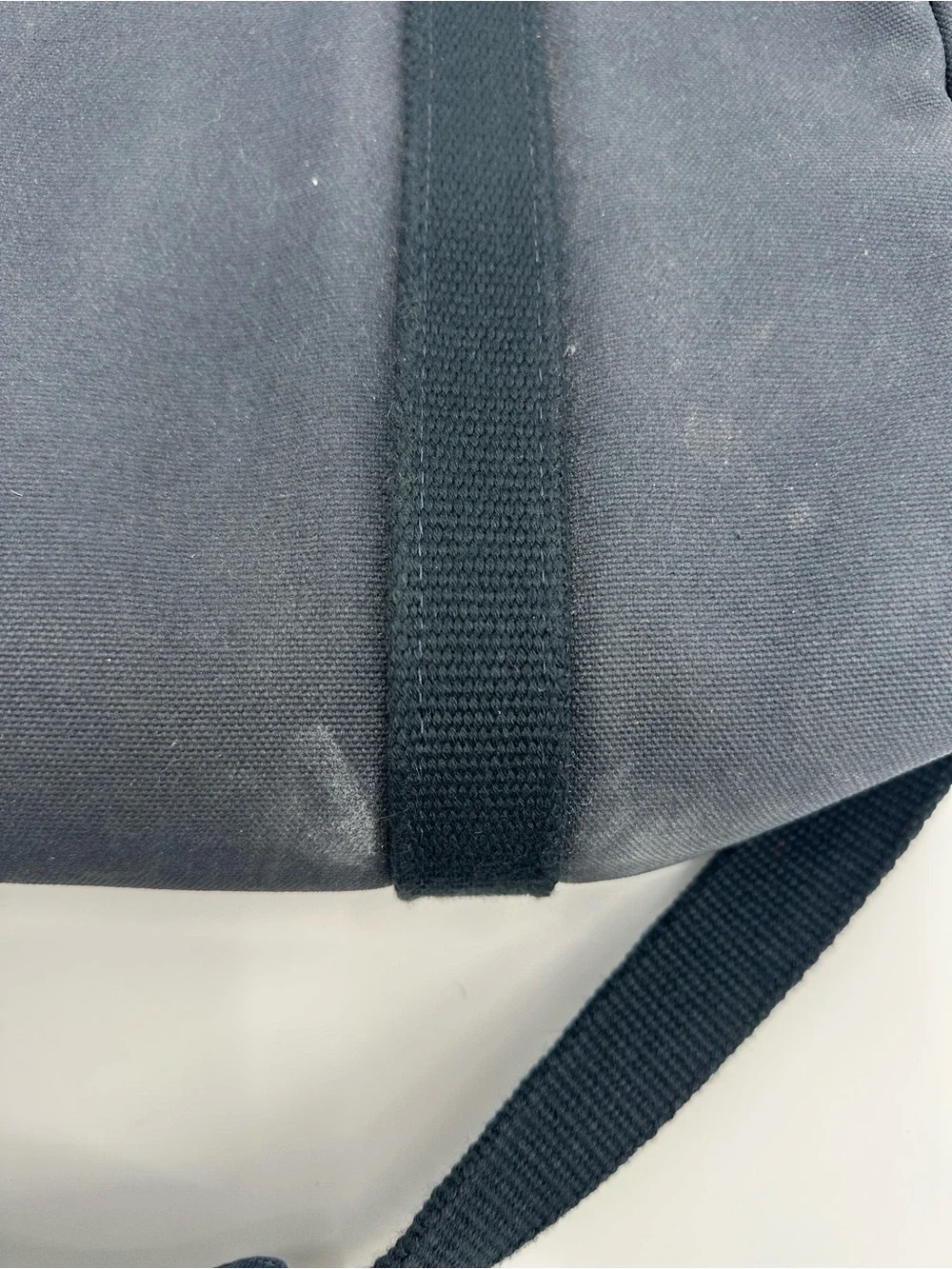 Lands' End Black Canvas Laptop Bag with Brown Leather Handles